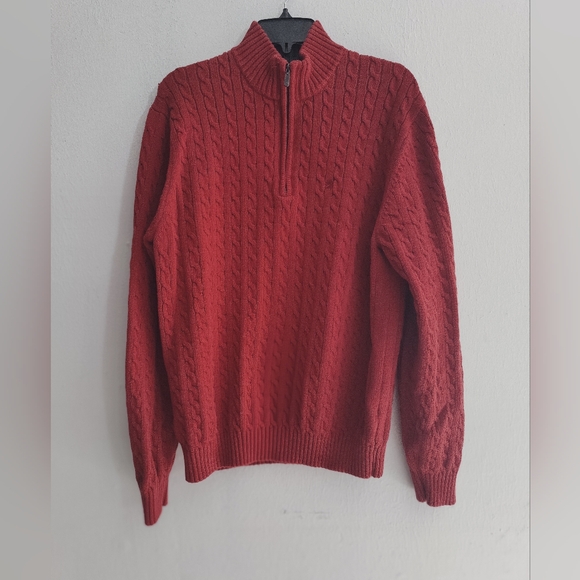 Izod Men's Zip Up Red Sweater - Picture 1 of 3